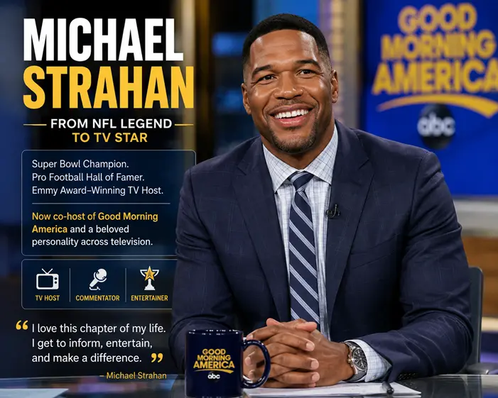 Michael Strahan as a television host after his NFL career