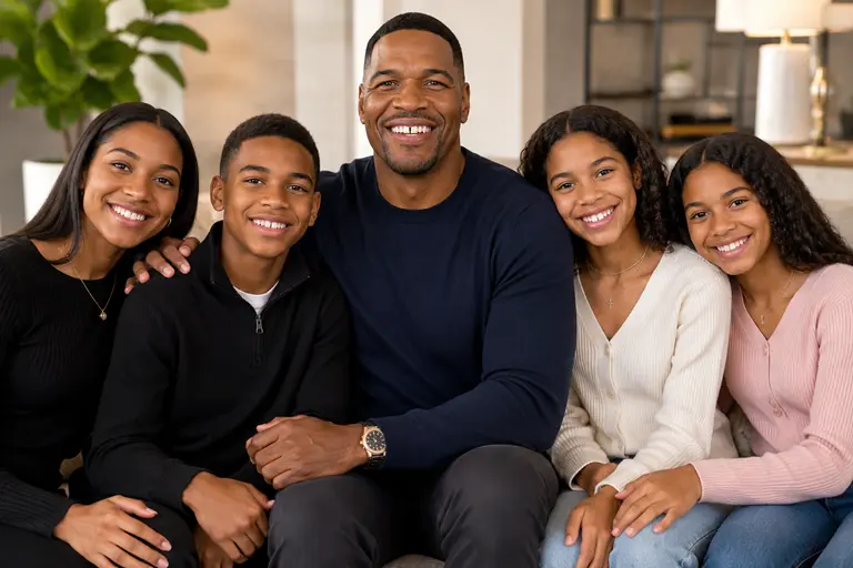Michael Strahan with his four children family