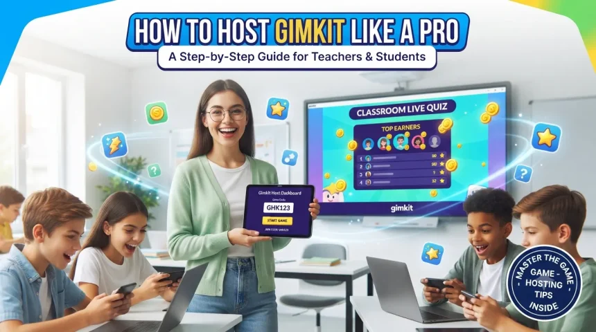 Gimkit Host dashboard showing a live classroom game